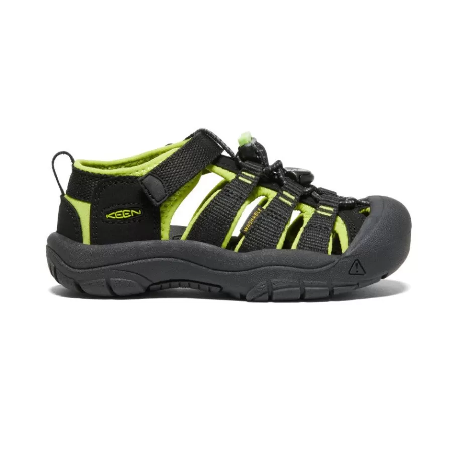 Kids KEEN Sandals-Little Kids' Newport H2 | Black/Lime Green