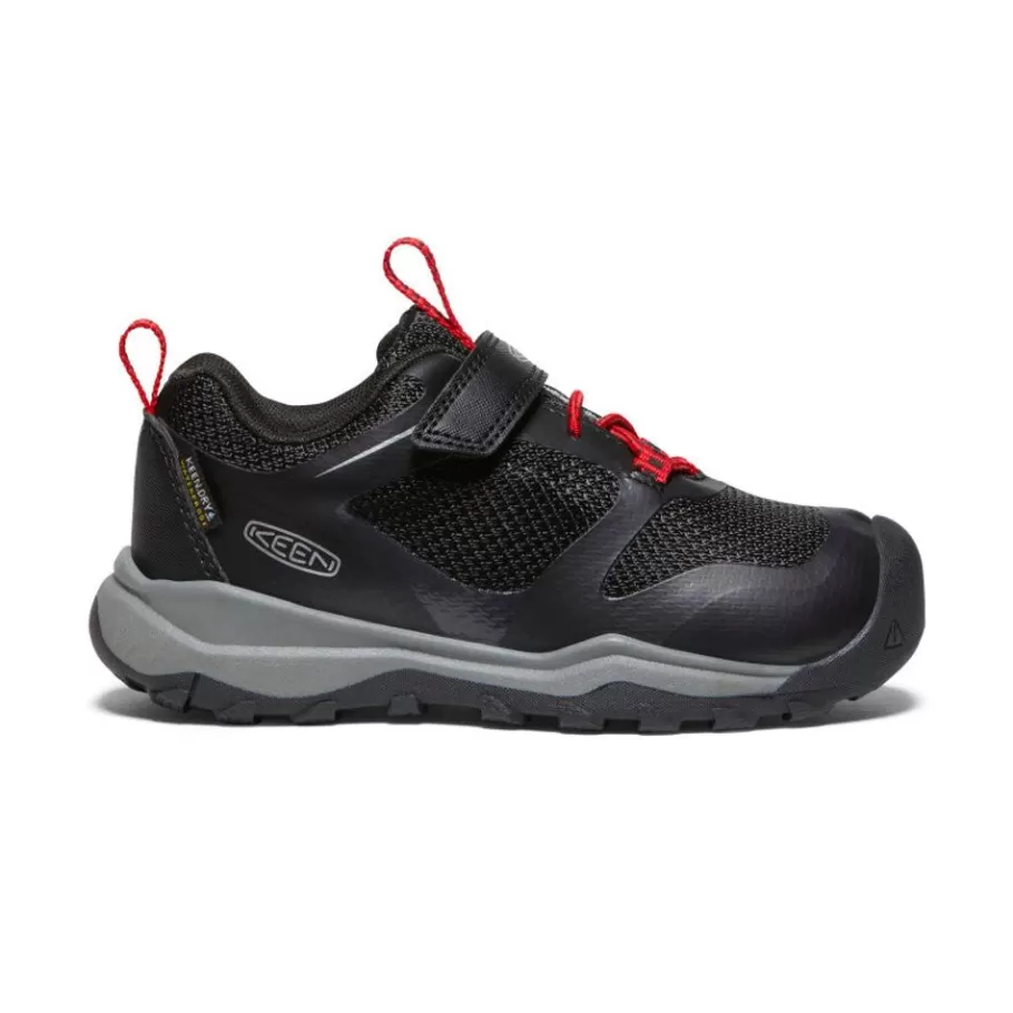 Kids KEEN Shoes-Little Kids' Wanduro Waterproof Shoe | Black/Ribbon Red