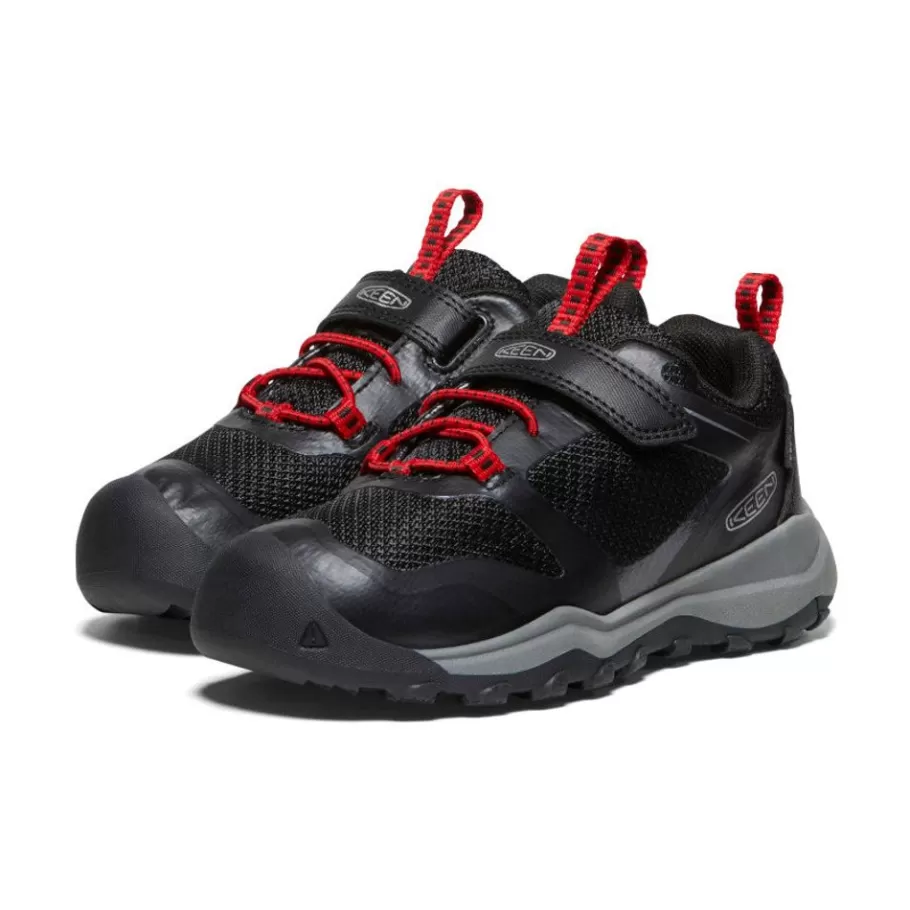 Kids KEEN Shoes-Little Kids' Wanduro Waterproof Shoe | Black/Ribbon Red