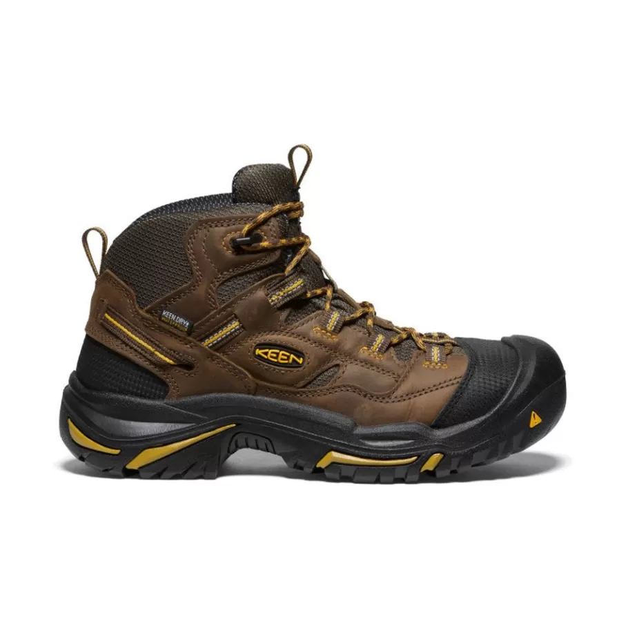 Men KEEN Work Boots & Shoes-Men'S Braddock Waterproof Mid (Steel Toe) | Cascade Brown/Tawny Olive