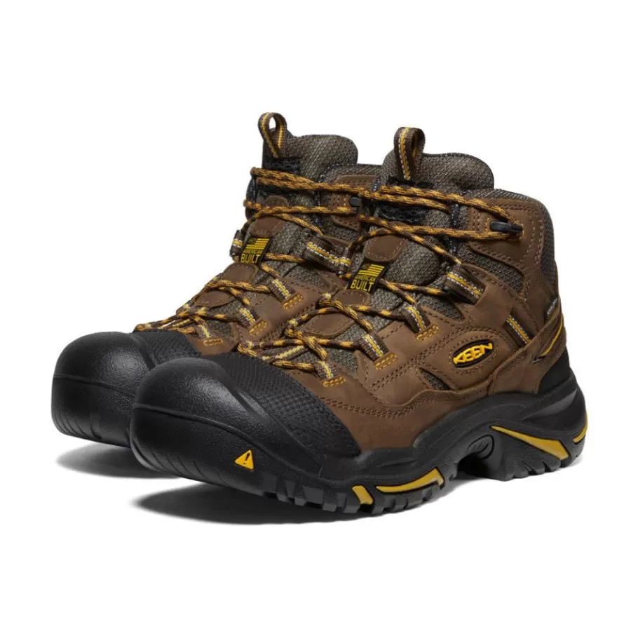 Men KEEN Work Boots & Shoes-Men'S Braddock Waterproof Mid (Steel Toe) | Cascade Brown/Tawny Olive