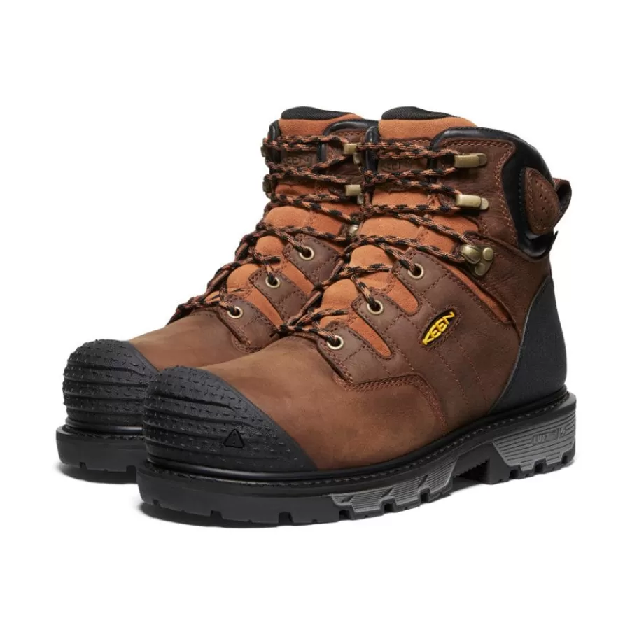 Men KEEN Work Boots & Shoes-Men'S Camden 6" Waterproof Boot (Carbon-Fiber Toe) | Leather Brown/Black