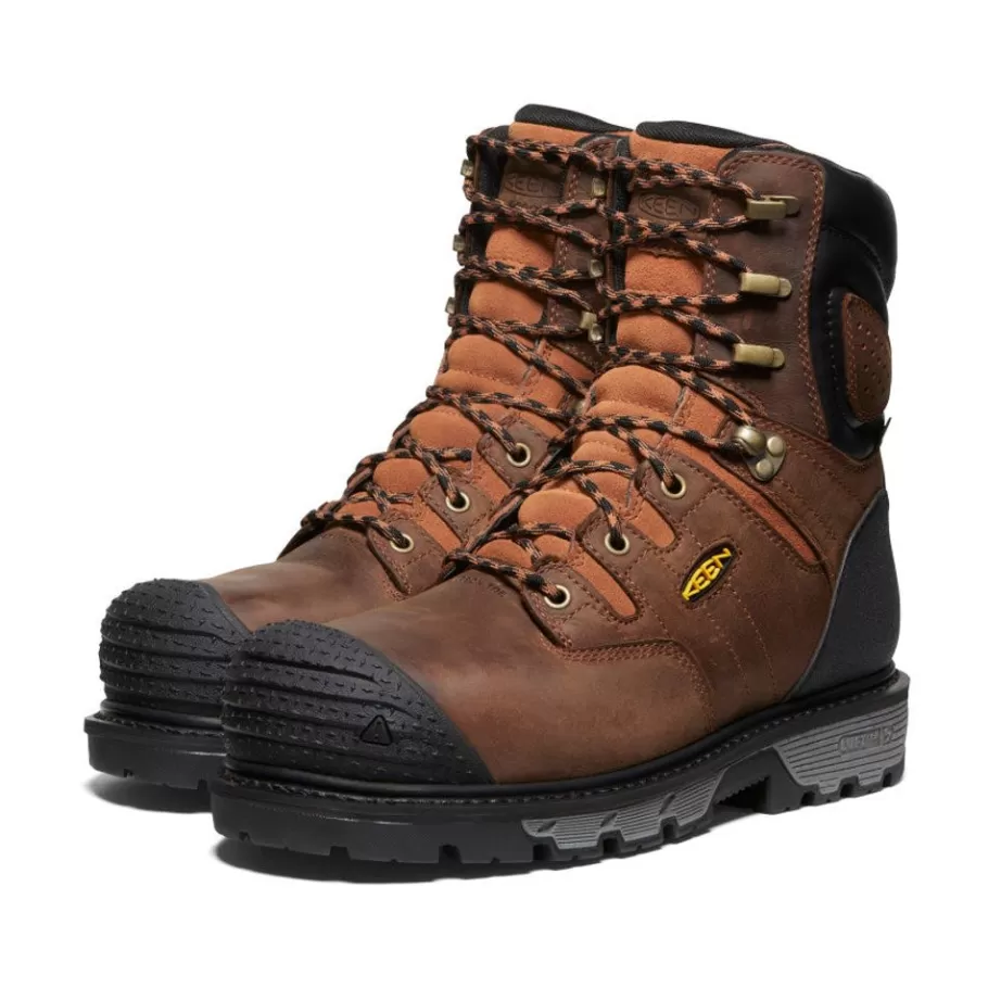 Men KEEN Work Boots & Shoes-Men'S Camden 8" Insulated Waterproof Boot (Carbon-Fiber Toe) | Leather Brown/Black