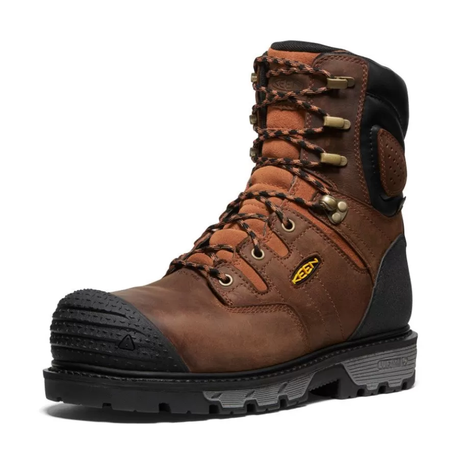 Men KEEN Work Boots & Shoes-Men'S Camden 8" Insulated Waterproof Boot (Carbon-Fiber Toe) | Leather Brown/Black