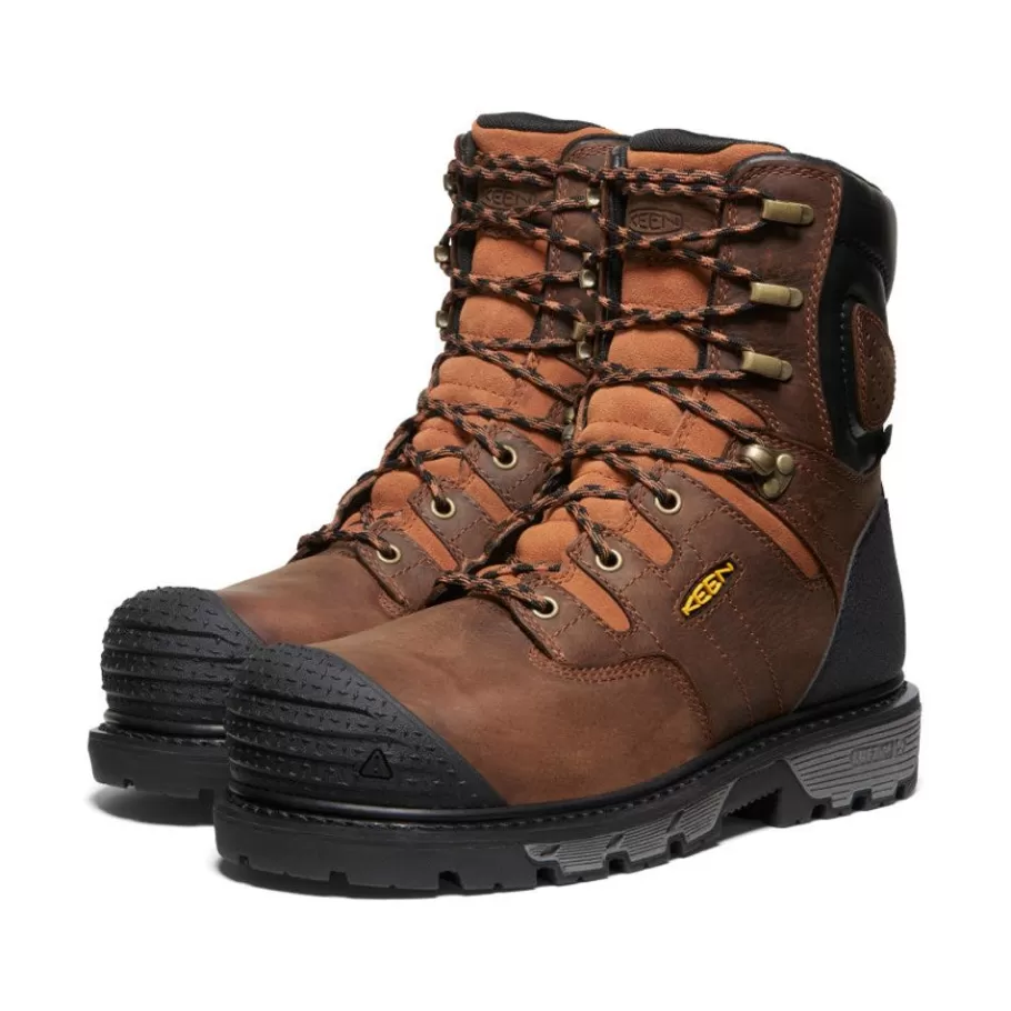 Men KEEN Work Boots & Shoes-Men'S Camden 8" Waterproof Boot (Carbon-Fiber Toe) | Leather Brown/Black