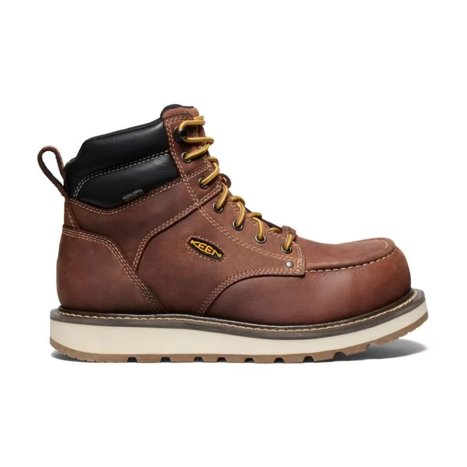 Men KEEN Work Boots & Shoes-Men'S Cincinnati 6" Waterproof Boot (Carbon-Fiber Toe) | Tuscan Red/Sandshell