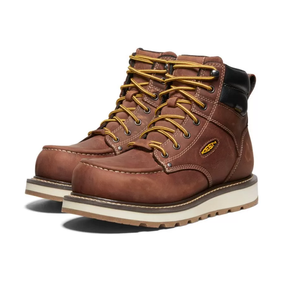 Men KEEN Work Boots & Shoes-Men'S Cincinnati 6" Waterproof Boot (Carbon-Fiber Toe) | Tuscan Red/Sandshell