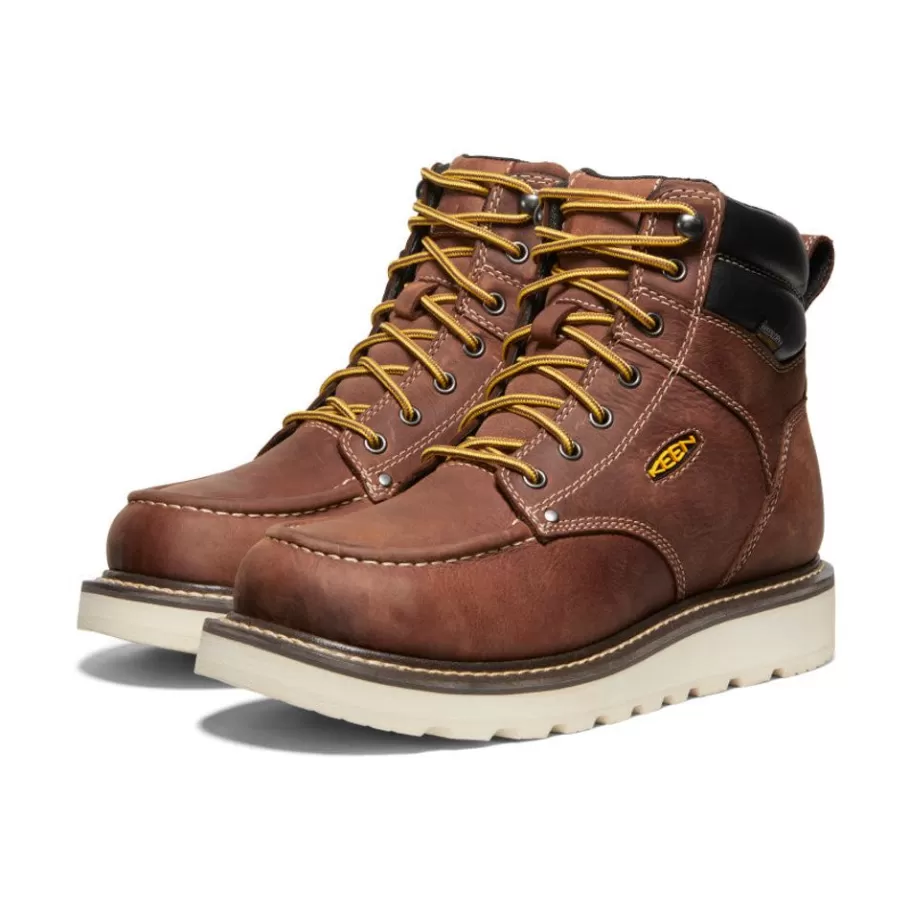 Men KEEN Work Boots & Shoes-Men'S Cincinnati 6" Waterproof Boot (Soft Toe) | Tuscan Red/Sandshell