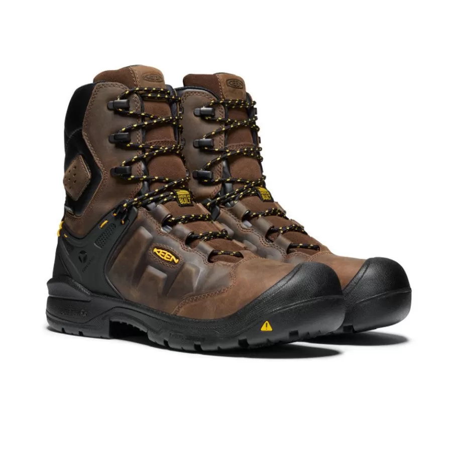 Men KEEN Work Boots & Shoes-Men'S Dover 8" Waterproof Boot (Carbon-Fiber Toe) | Dark Earth/Black