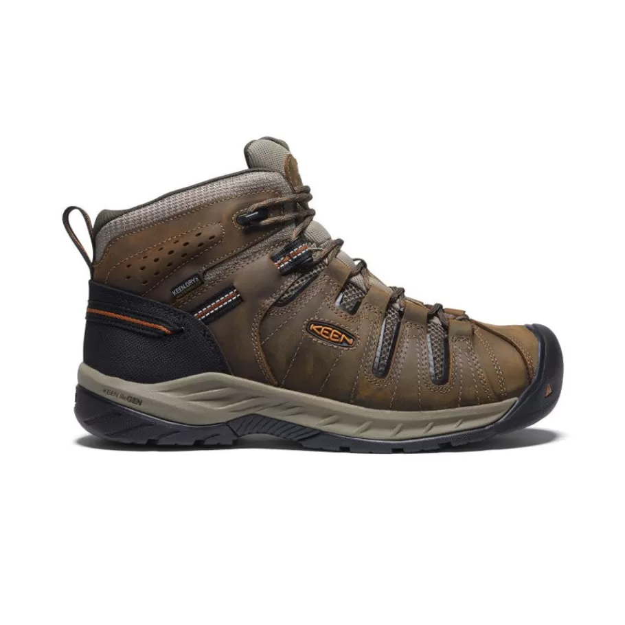 Men KEEN Work Boots & Shoes-Men'S Flint Ii Waterproof Mid (Soft Toe) | Black Olive/Brindle