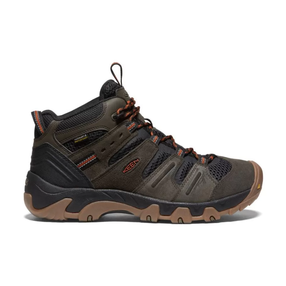 Men KEEN Boots-Men'S Headout Waterproof Hiking Boot | Black Olive/Fossil Orange