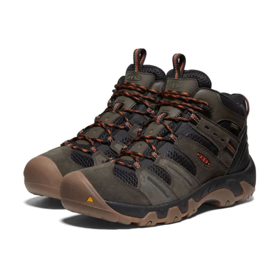 Men KEEN Boots-Men'S Headout Waterproof Hiking Boot | Black Olive/Fossil Orange