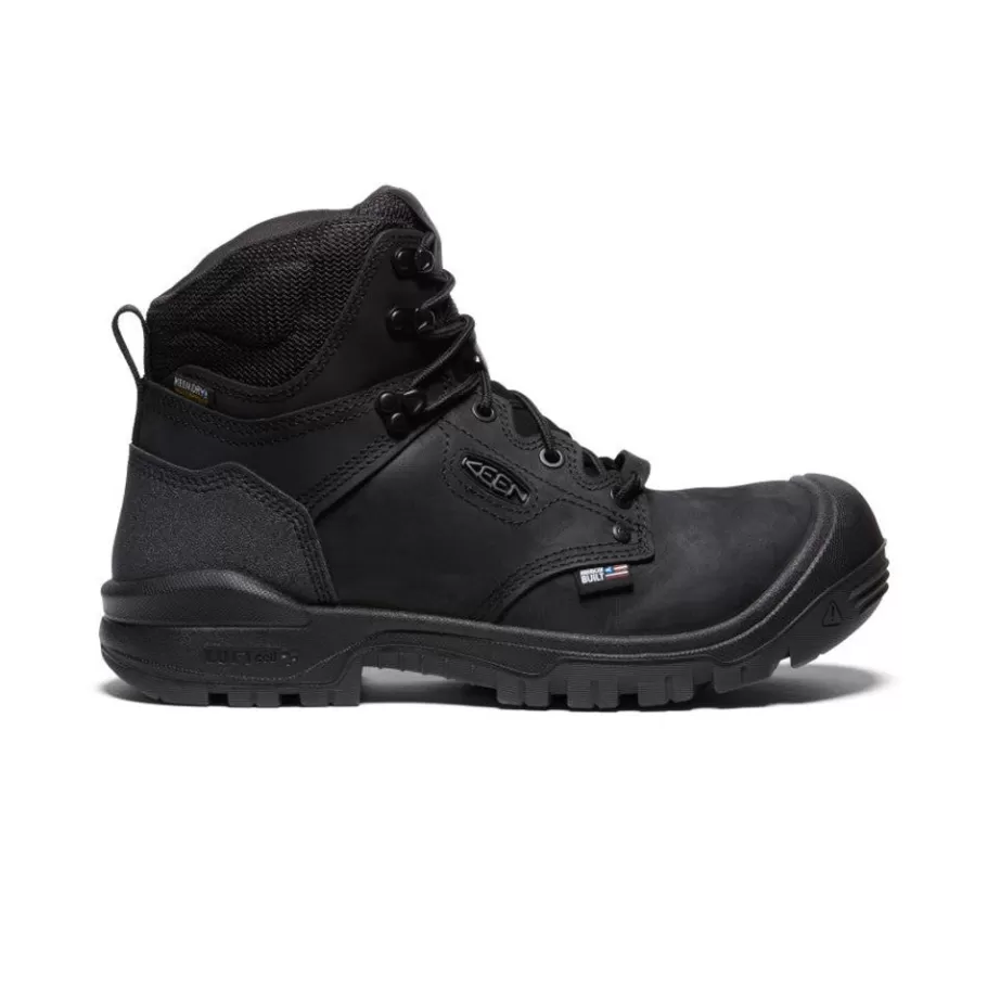 Men KEEN Work Boots & Shoes-Men'S Independence 6" Waterproof Boot (Carbon Fiber Toe) | Black/Black