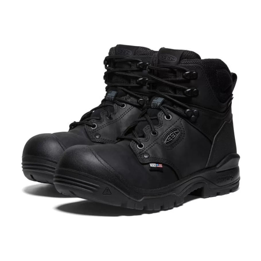 Men KEEN Work Boots & Shoes-Men'S Independence 6" Waterproof Boot (Soft Toe) | Black/Black