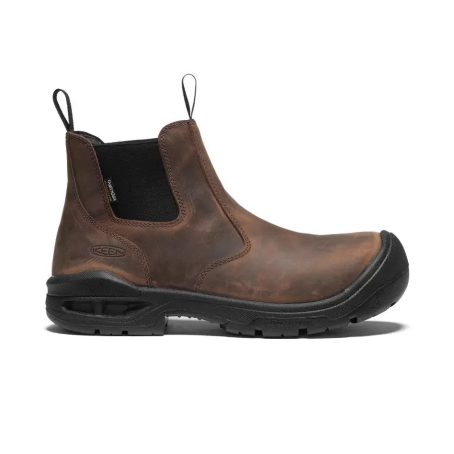 Men KEEN Work Boots & Shoes-Men'S Juneau Romeo Waterproof (Soft Toe) | Dark Earth/Black