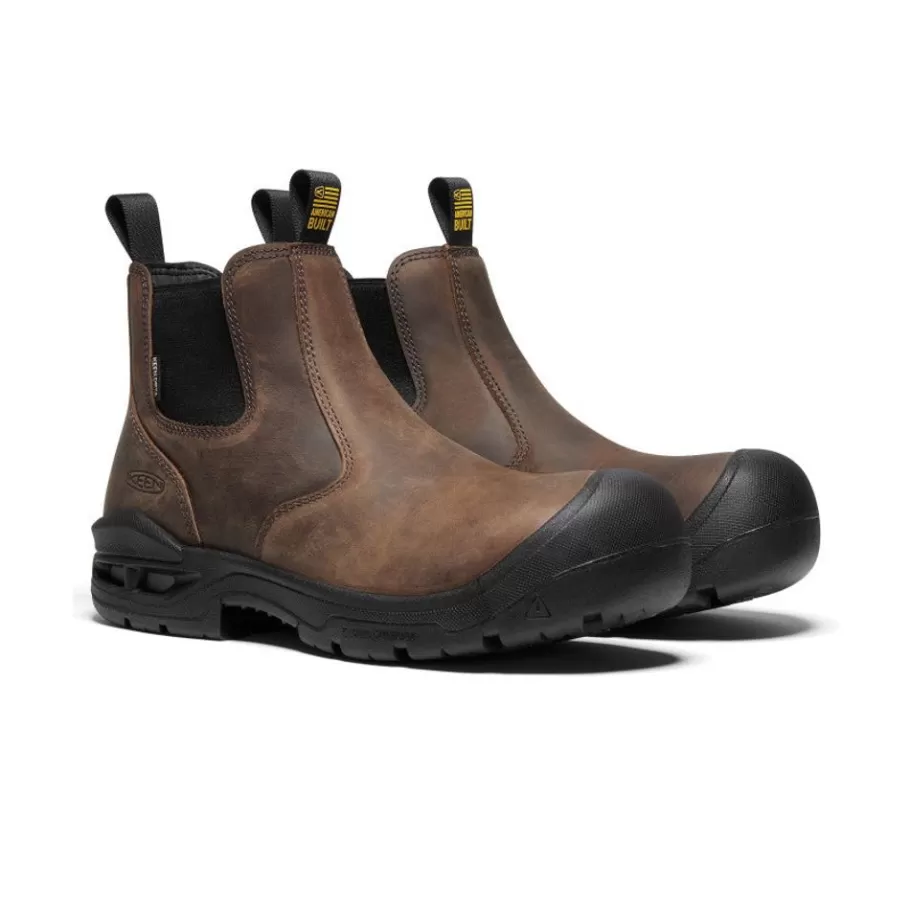 Men KEEN Work Boots & Shoes-Men'S Juneau Romeo Waterproof (Soft Toe) | Dark Earth/Black