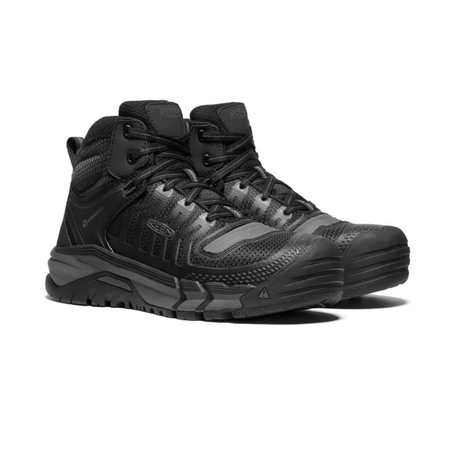 Men KEEN Work Boots & Shoes-Men'S Kansas City Mid (Carbon-Fiber Toe) | Black/Gun Metal