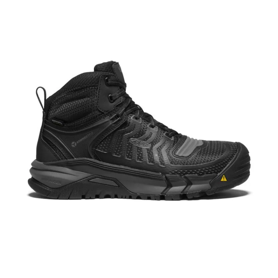 Men KEEN Work Boots & Shoes-Men'S Kansas City Waterproof Mid (Carbon-Fiber Toe) | Black/Gun Metal