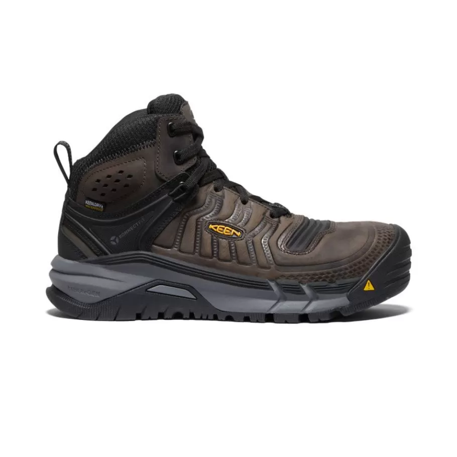 Men KEEN Work Boots & Shoes-Men'S Kansas City+ Waterproof Mid (Carbon-Fiber Toe) | Coffee Bean/Black