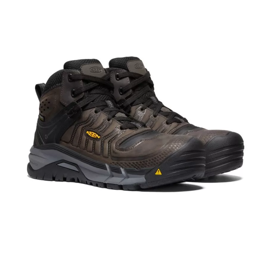 Men KEEN Work Boots & Shoes-Men'S Kansas City+ Waterproof Mid (Carbon-Fiber Toe) | Coffee Bean/Black