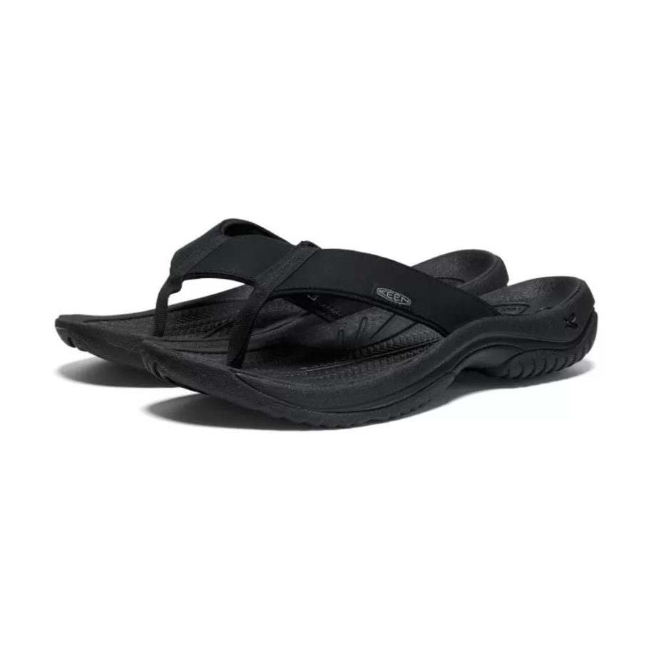 Men KEEN Slip-Ons-Men'S Kona Leather Flip-Flop | Black/Steel Grey
