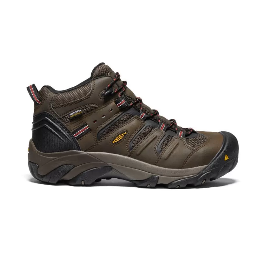 Men KEEN Work Boots & Shoes-Men'S Lansing Mid Waterproof (Steel Toe) | Cascade Brown/Brindle