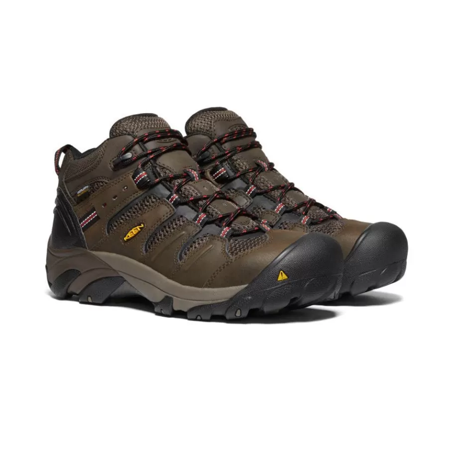 Men KEEN Work Boots & Shoes-Men'S Lansing Mid Waterproof (Steel Toe) | Cascade Brown/Brindle