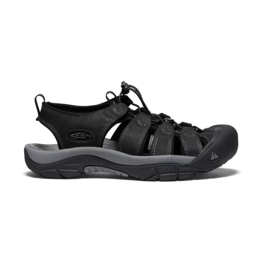 Men KEEN Sandals-Men'S Newport Leather | Black/Steel Grey