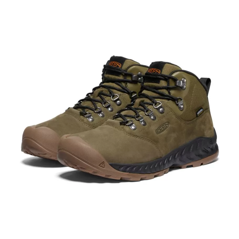 Men KEEN Boots-Men'S Nxis Explorer Waterproof Boot | Dark Olive/Black