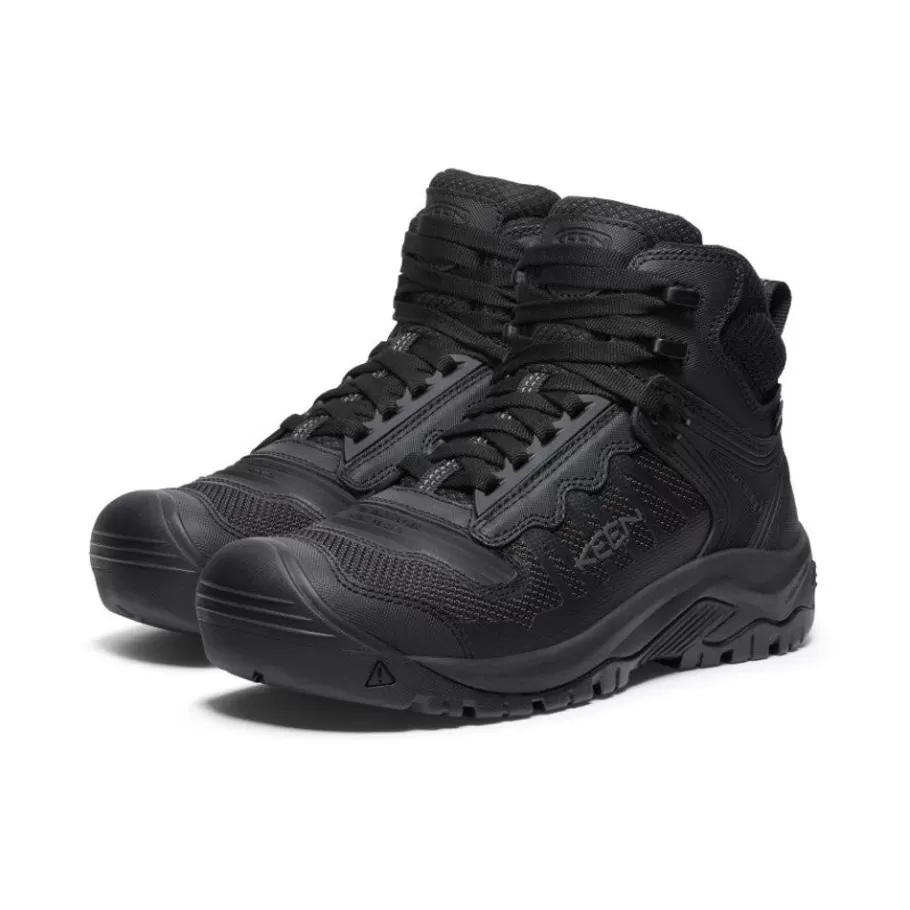 Men KEEN Work Boots & Shoes-Men'S Reno Kbf Waterproof Mid (Soft Toe) | Black/Black