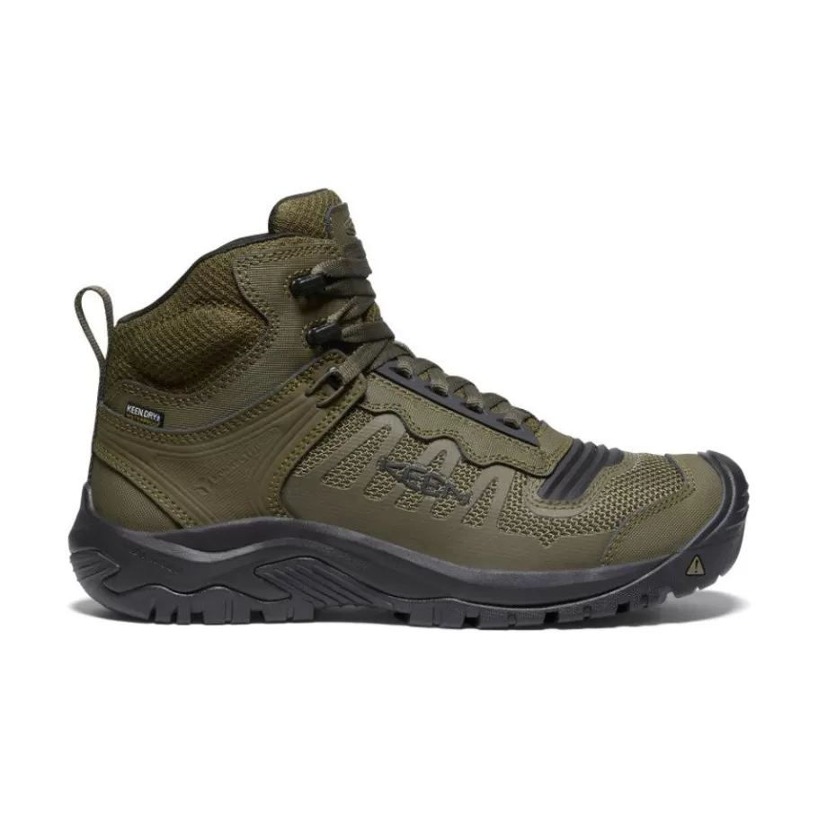 Men KEEN Work Boots & Shoes-Men'S Reno Kbf Waterproof Mid (Soft Toe) | Dark Olive/Black