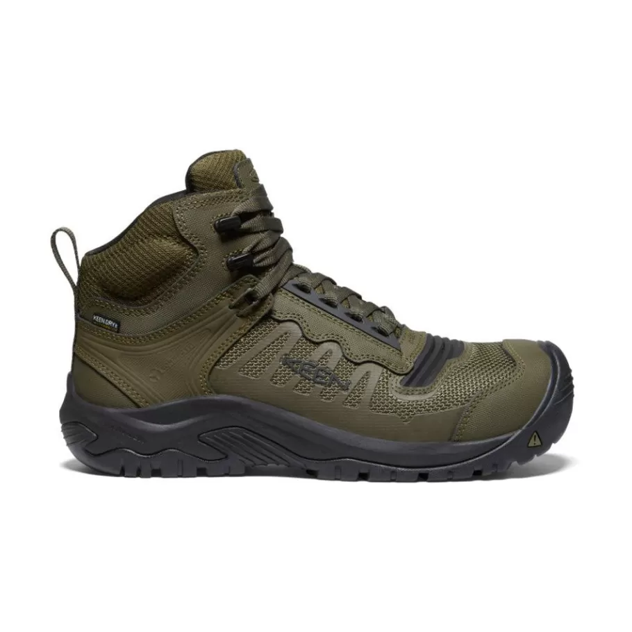 Men KEEN Work Boots & Shoes-Men'S Reno Mid Kbf Waterproof (Carbon-Fiber Toe) | Dark Olive/Black