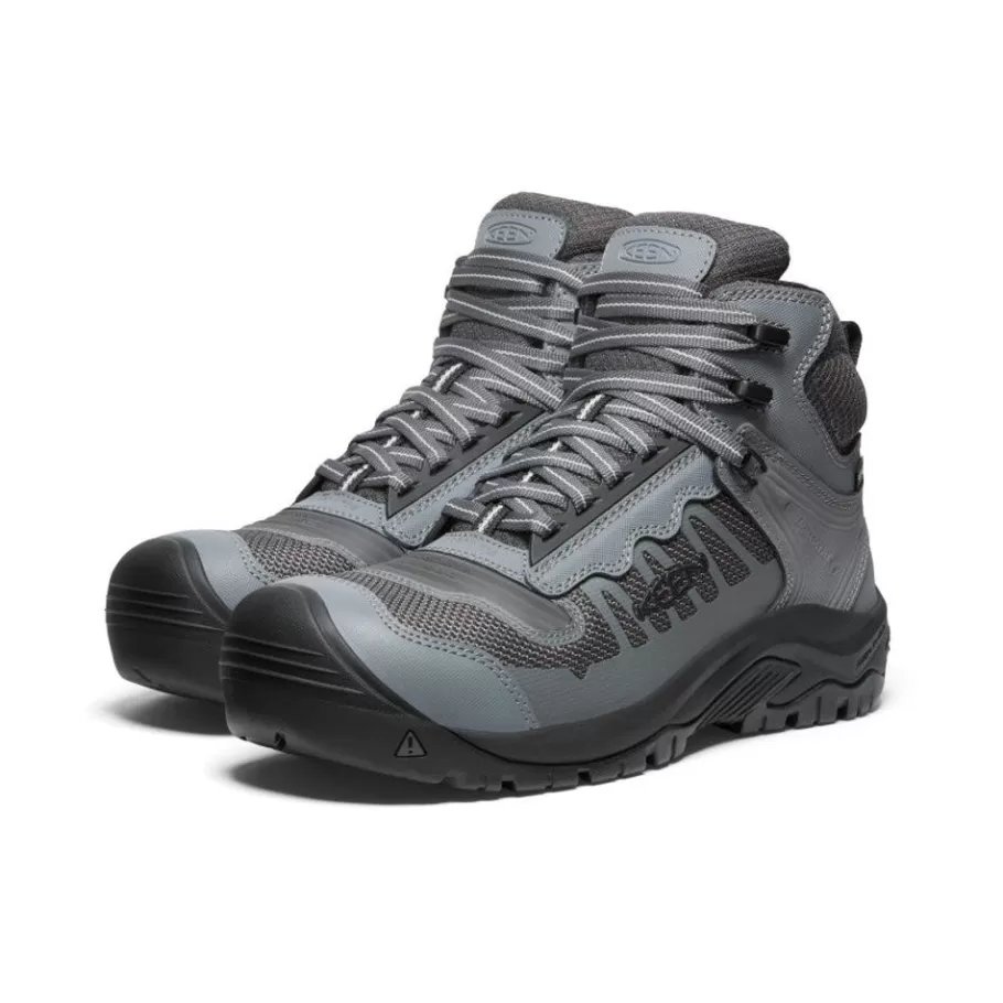 Men KEEN Work Boots & Shoes-Men'S Reno Mid Kbf Waterproof (Carbon-Fiber Toe) | Magnet/Black