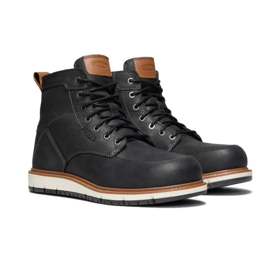 Men KEEN Work Boots & Shoes-Men'S San Jose 6" Boot (Aluminum Toe) | Black/Caramel Cafe