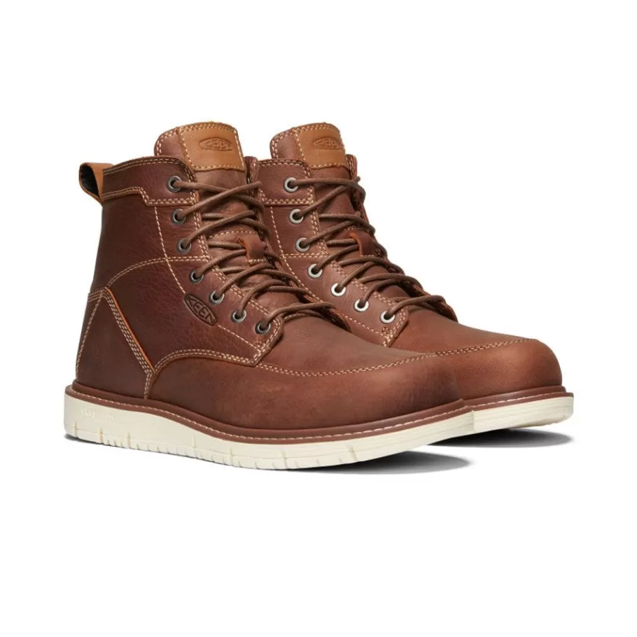 Men KEEN Work Boots & Shoes-Men'S San Jose 6" Boot (Soft Toe) | Gingerbread/Off White