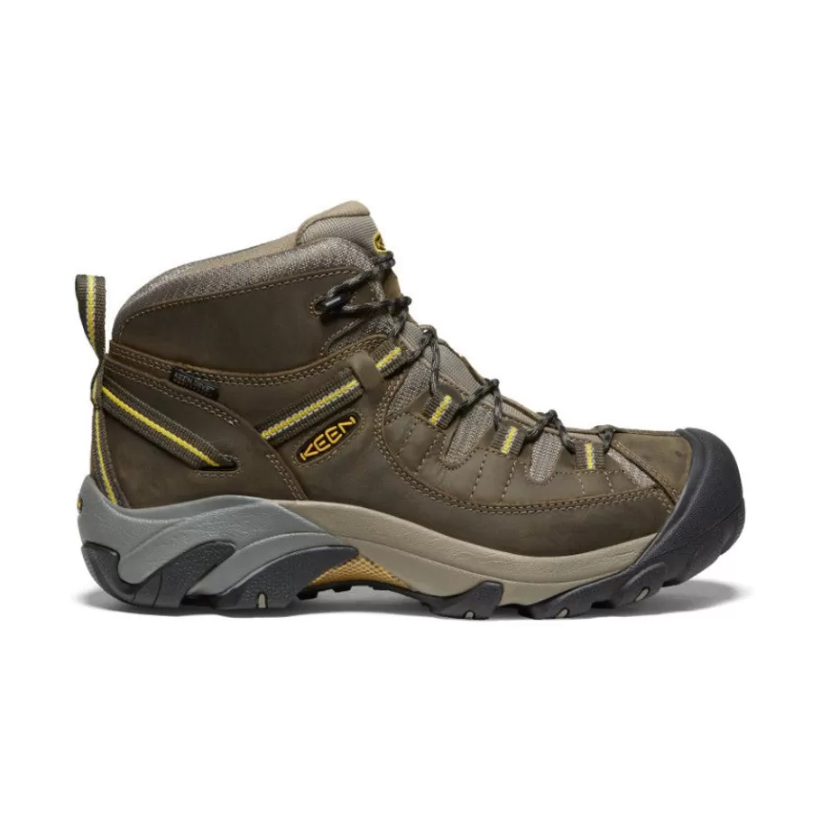 Men KEEN Boots-Men'S Targhee Ii Mid Waterproof Hiking Boots | Black Olive/Yellow