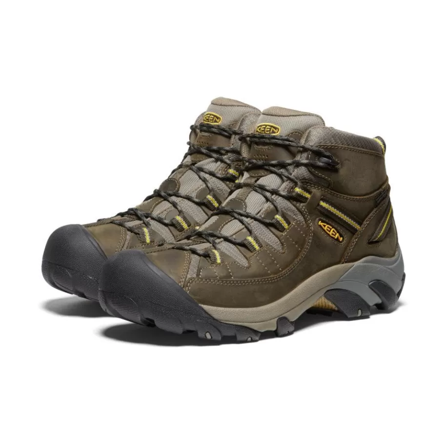 Men KEEN Boots-Men'S Targhee Ii Mid Waterproof Hiking Boots | Black Olive/Yellow