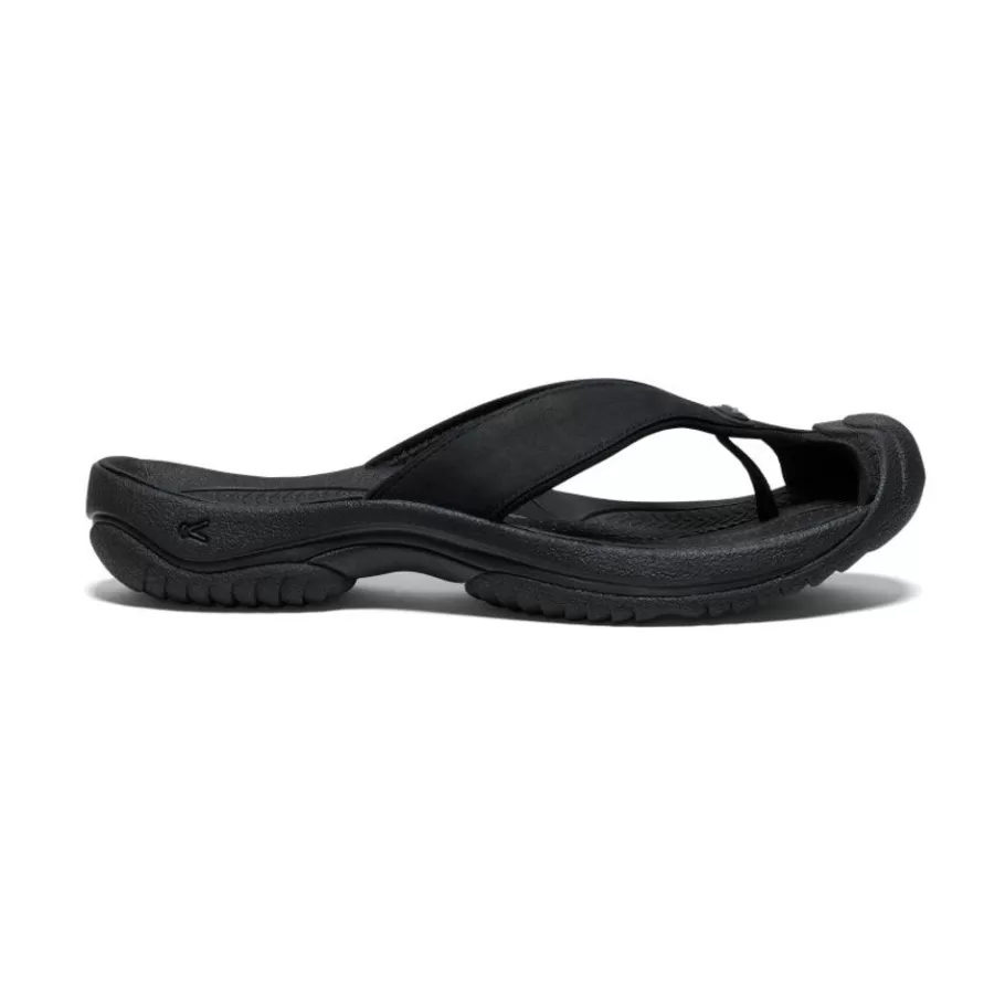 Men KEEN Slip-Ons-Men'S Waimea Leather Flip-Flop | Black/Black