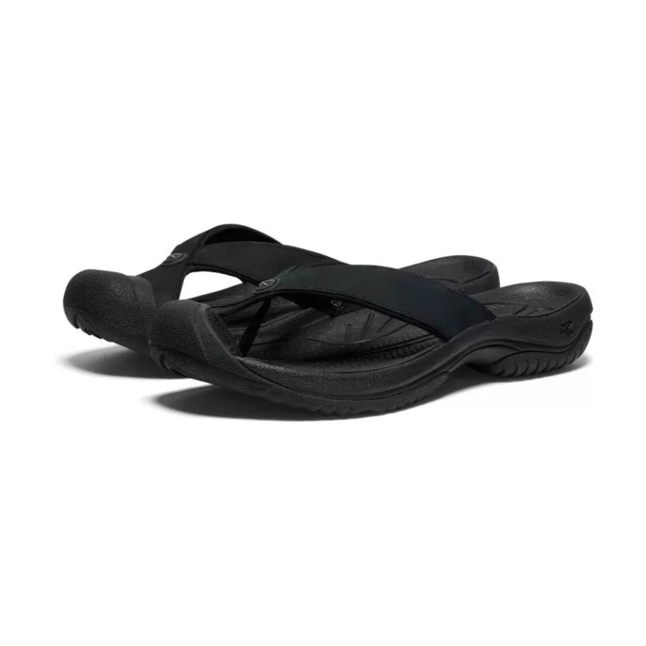 Men KEEN Slip-Ons-Men'S Waimea Leather Flip-Flop | Black/Black