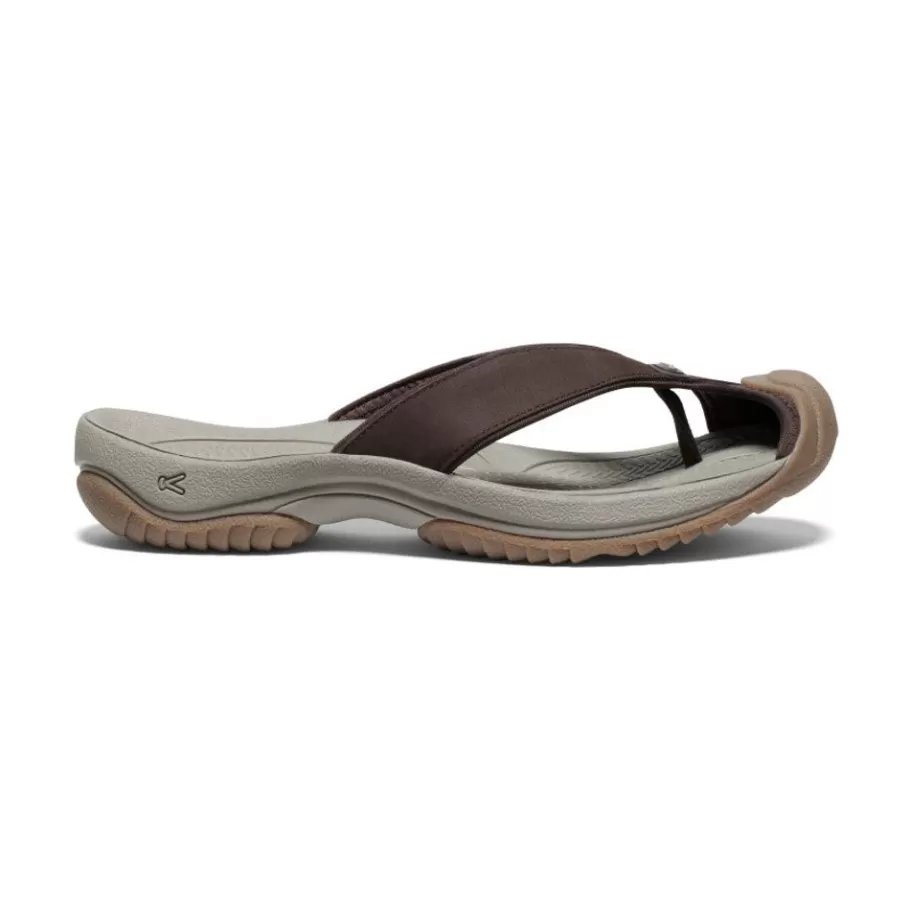 Men KEEN Slip-Ons-Men'S Waimea Leather Flip-Flop | Java/Plaza Taupe