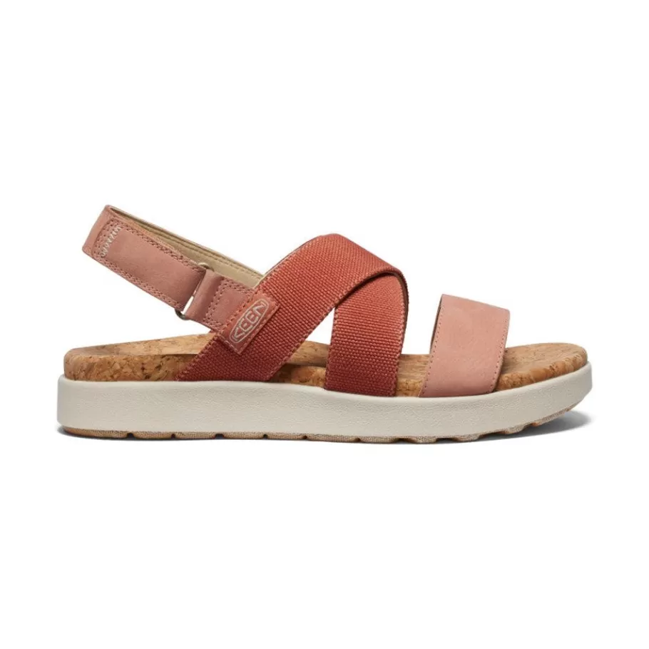 Women KEEN Sandals-Women'S Elle Criss Cross Sandal | Baked Clay/Cork