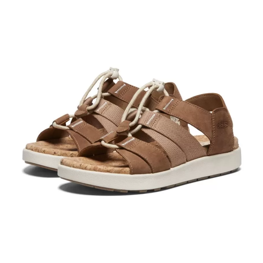 Women KEEN Sandals-Women'S Elle Mixed Strap Sandal | Toasted Coconut/Birch