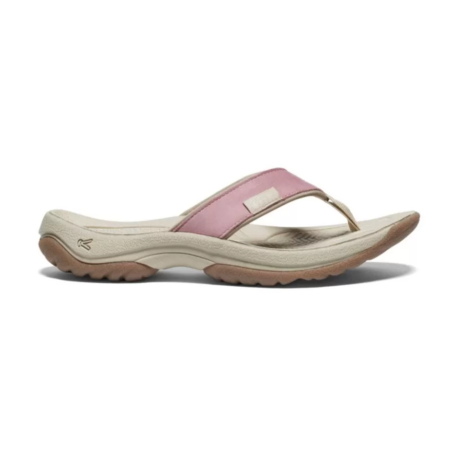 Women KEEN Slip-Ons-Women'S Kona Leather Flip-Flop | Nostalgia Rose/Plaza Taupe