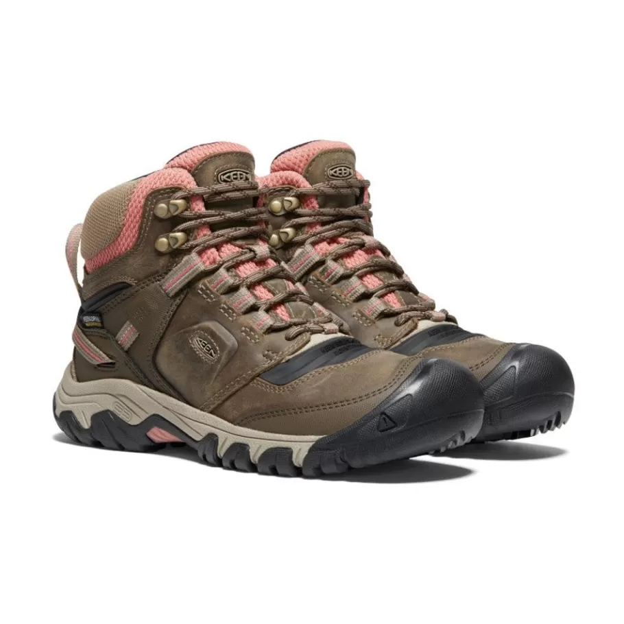 Women KEEN Boots-Women'S Ridge Flex Waterproof Boot | Timberwolf/Brick Dust