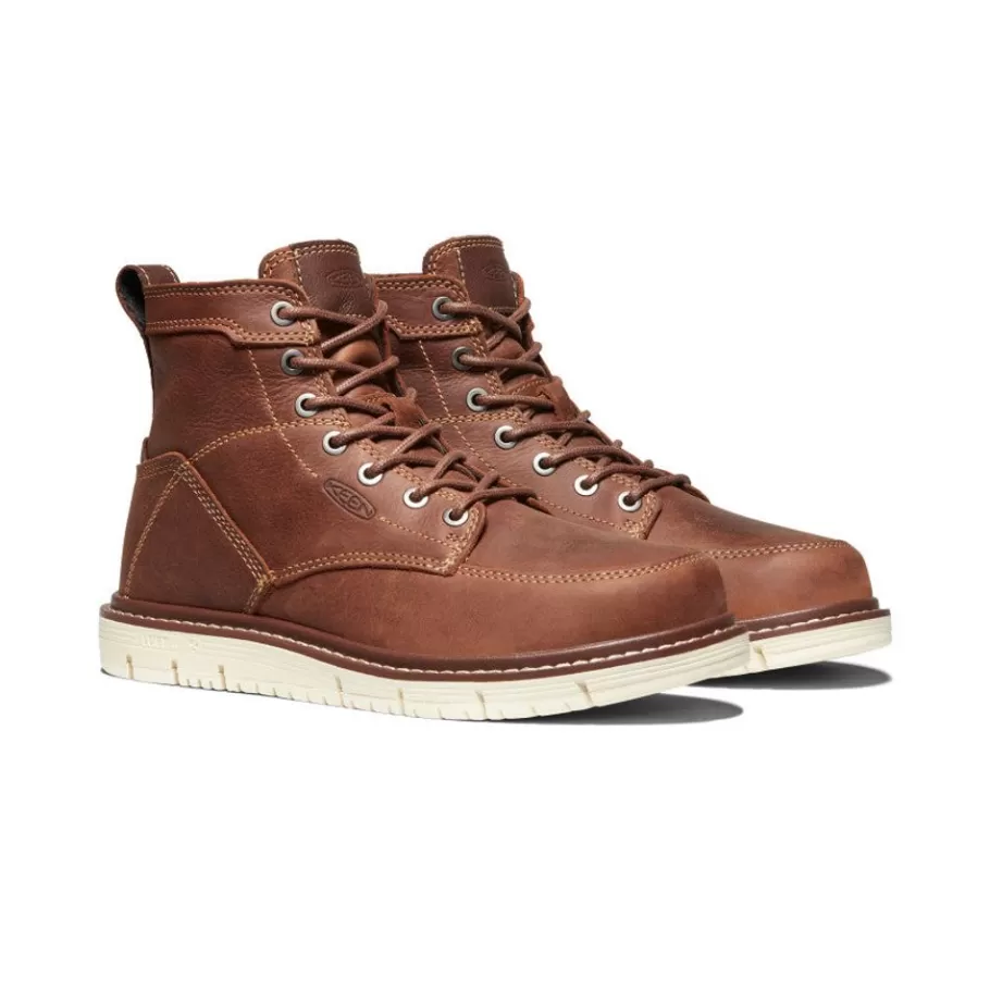 Women KEEN Work Boots & Shoes-Women'S San Jose 6" Boot (Soft Toe) | Gingerbread/Off White