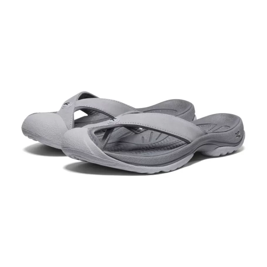 Women KEEN Slip-Ons-Women'S Waimea Leather Flip-Flop | Alloy/Black