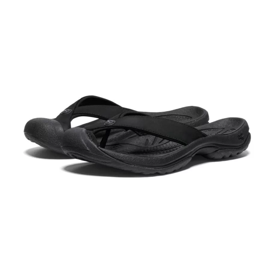 Women KEEN Slip-Ons-Women'S Waimea Leather Flip-Flop | Black/Black