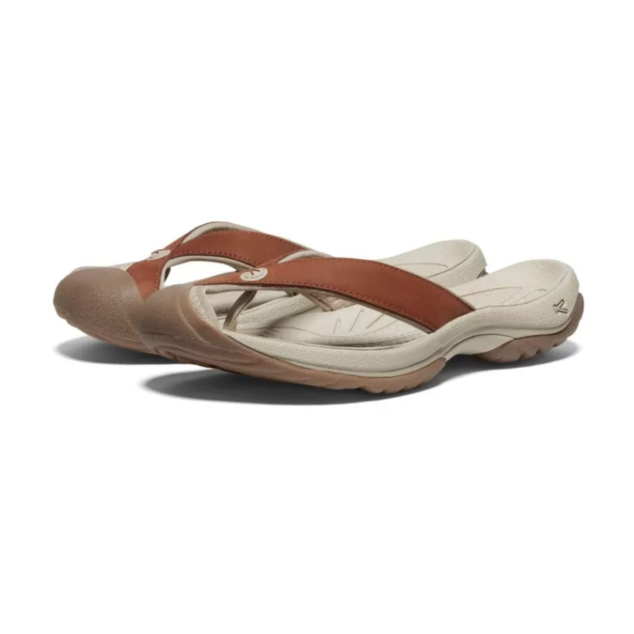 Women KEEN Slip-Ons-Women'S Waimea Leather Flip-Flop | Sorrel Horse/Plaza Taupe